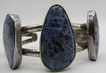 HOB TAXCO SODALITE CUFF BRACELET STERLING SILVER