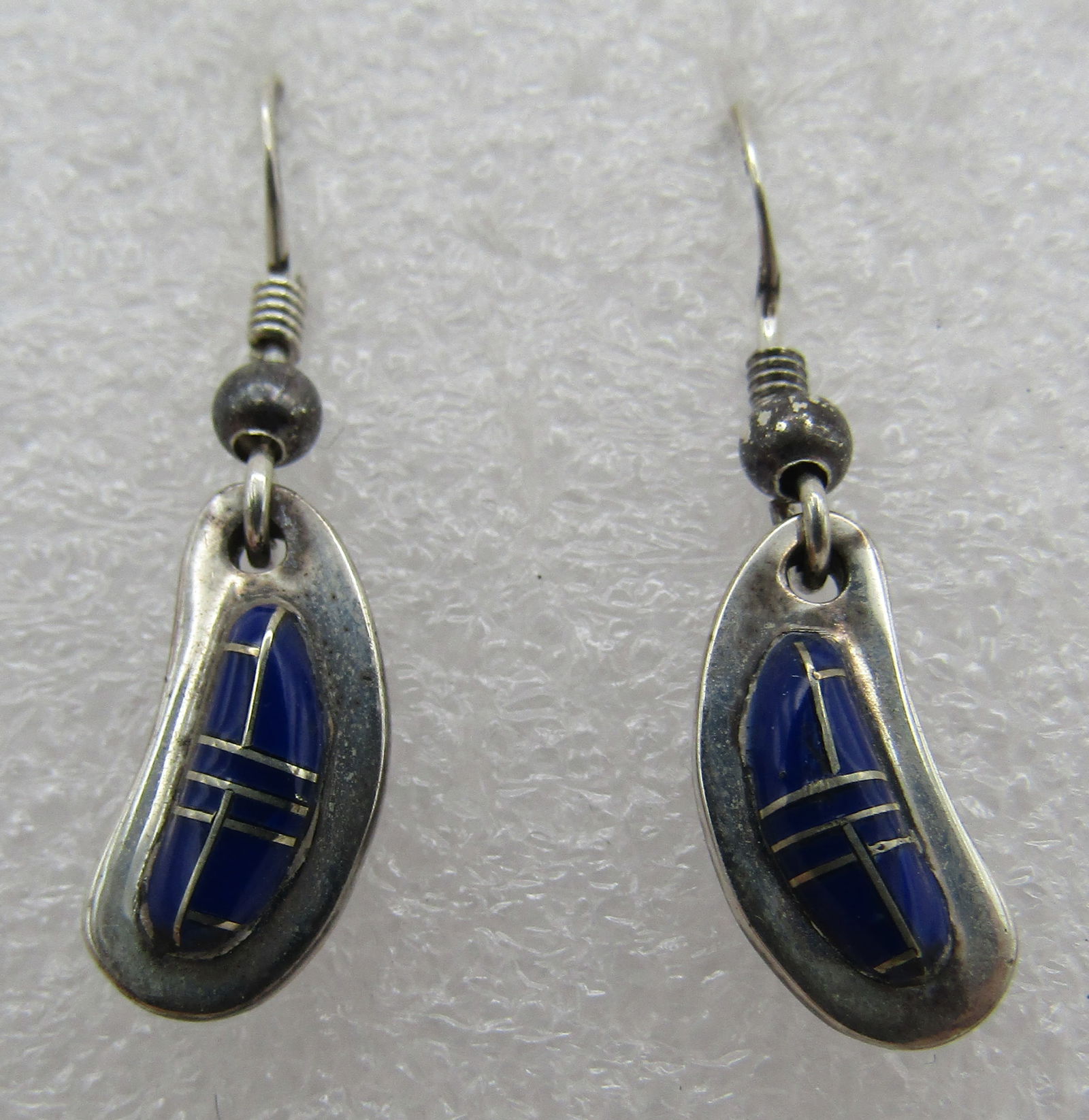 DOUBLE SIDED LAPIS INLAY EARRINGS STERLING SILVER (1 of 3)