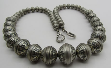 16MM NAVAJO PEARL 19" NECKLACE STERLING SILVER