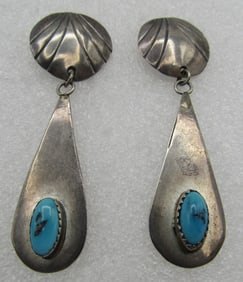 HANDMADE TURQUOISE EARRINGS STERLING SILVER