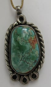 OLD PAWN TURQUOISE BEAR PAW PENDANT STERLING SILVE