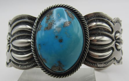 YAZZIE TURQUOISE CUFF BRACELET STERLING SILVER