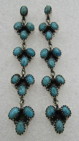 3.25" KINGMAN TURQUOISE EARRINGS STERLING SILVER