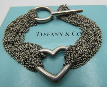 TIFFANY & CO MULTI STRAND HEART BRACELET STERLING