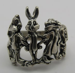 WARNER BROTHERS BUGS RING STERLING SILVER DAFFY