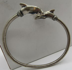 KABANA DOLPHINS BANGLE BRACELET STERLING SILVER