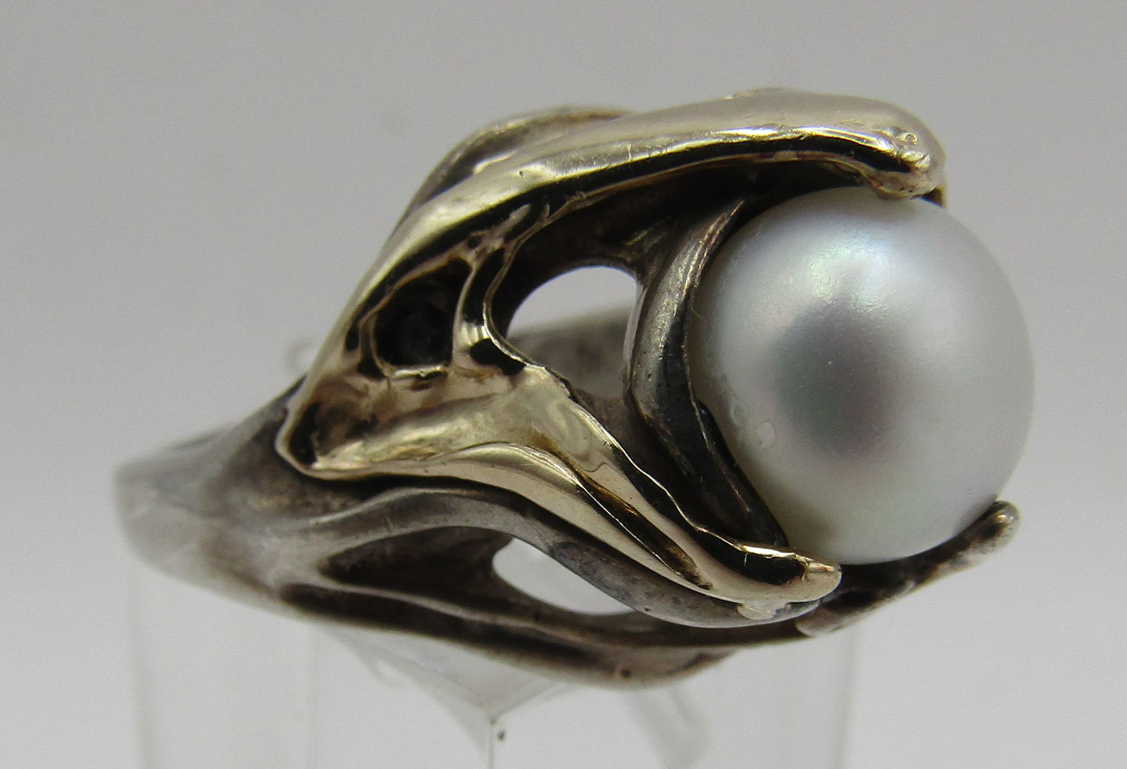 9MM CULTURED PEARL RING 14K GOLD & STERLING SILVER (1 of 6)