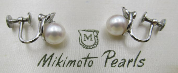 MIKIMOTO 8MM AKOYA PEARL EARRINGS STERLING SILVER