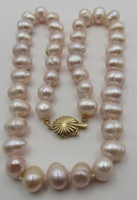 14K GOLD 12MM CULTURED PEARL 18.5" NECKLACE