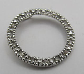 16 DIAMOND NECKLACE PENDANT SOLID 10K WHITE GOLD