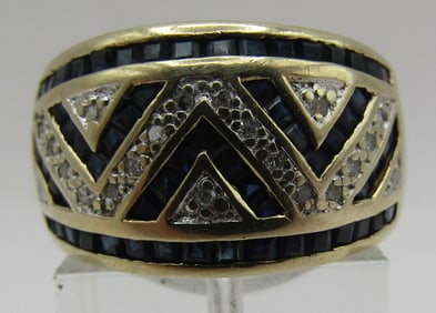 SAPPHIRE DIAMOND RING 10K GOLD 6.2GRAM SIZE 8.75