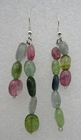 2.75" 16CT TOURMALINE EARRINGS STERLING SILVER