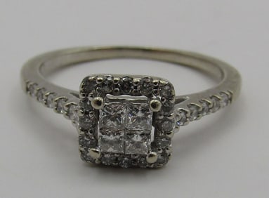 .50CT DIAMOND HALO ENGAGMENT RING 14K GOLD SIZE 8