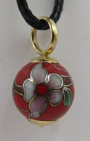 14K GOLD CLOISONNE NECKLACE PENDANT