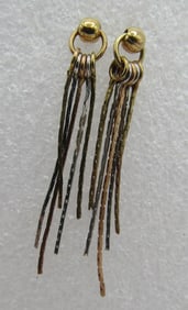 14K TRICOLOR GOLD MULTI 5 STRAND EARRINGS