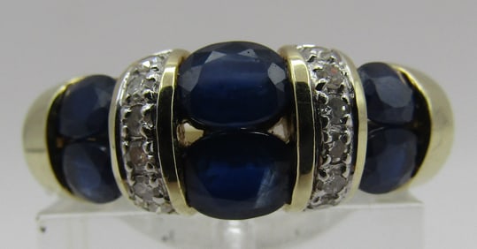 1.5CT SAPPHIRE .25CT DIAMOND RING 14K GOLD SIZE 9