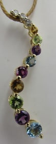 12 MULTI GEMSTONE NECKLACE PENDANT 10K GOLD