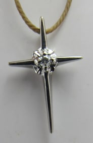 14K GOLD DIAMOND CROSS NECKLACE PENDANT CHARM