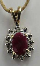.50CT RUBY DIAMOND NECKLACE PENDANT CHARM 10K GOLD