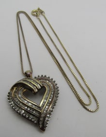 1.5CT DIAMOND HEART NECKLACE GOLD STERLING SILVER