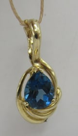 2CT BLUE TOPAZ 14K GOLD PENDANT ENHANCER 2.6GRAM