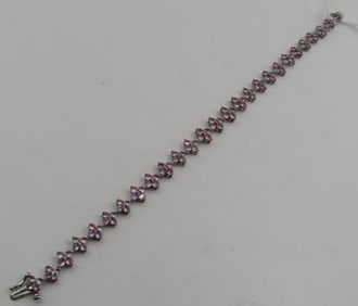 8CT PINK SAPPHIRE & DIAMOND BRACELET 10K GOLD