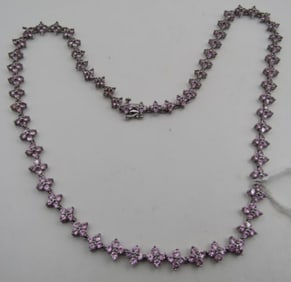 17CT PINK SAPPHIRE & DIAMOND NECKLACE 10K GOLD