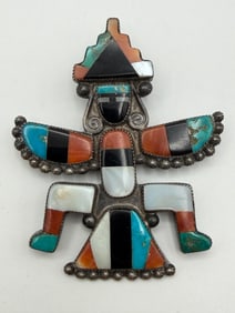 2.5" SIGNED ZUNI KNIFEWING KACHINA STERLING PIN