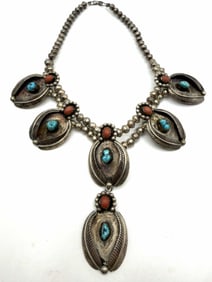 LEE THOMPSON STERLING OLD SQUASH BLOSSOM NECKLACE