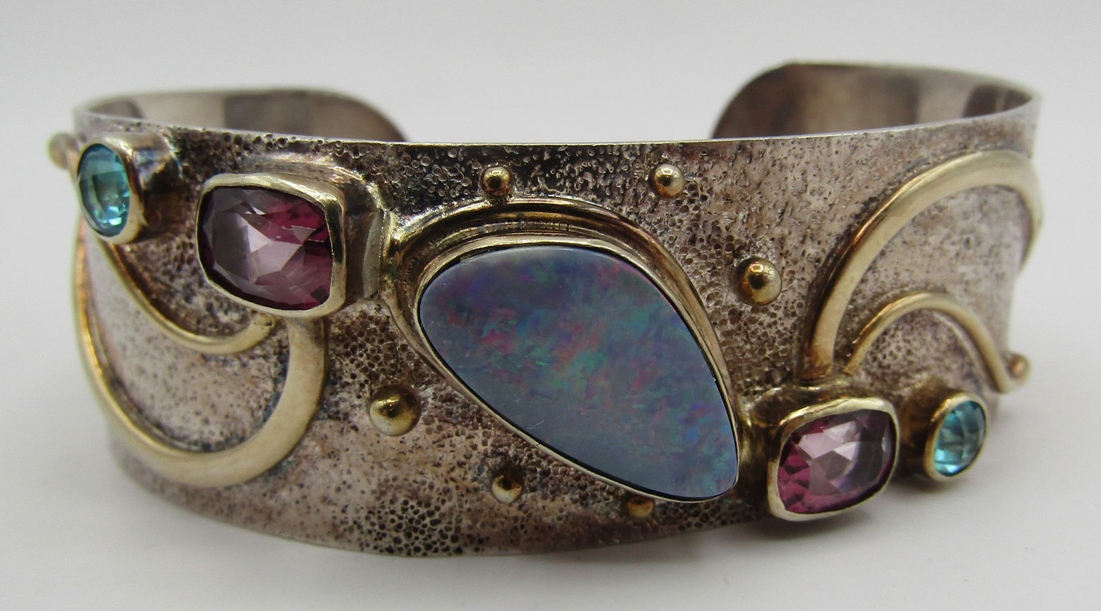 BLACK OPAL TOURMALINE BRACELET GOLD STERLING SILVE (1 of 7)
