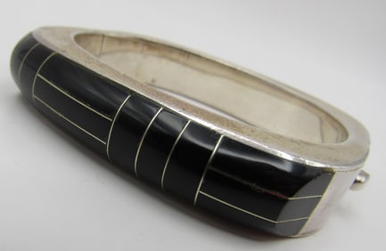 TN-57 TAXCO ONYX BRACELET STERLING SILVER MEXICO