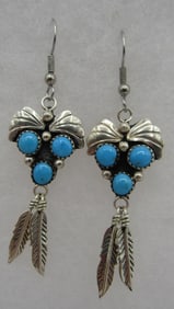 COWBOY SLEEPING BEAUTY TURQUOISE EARRINGS STERLING