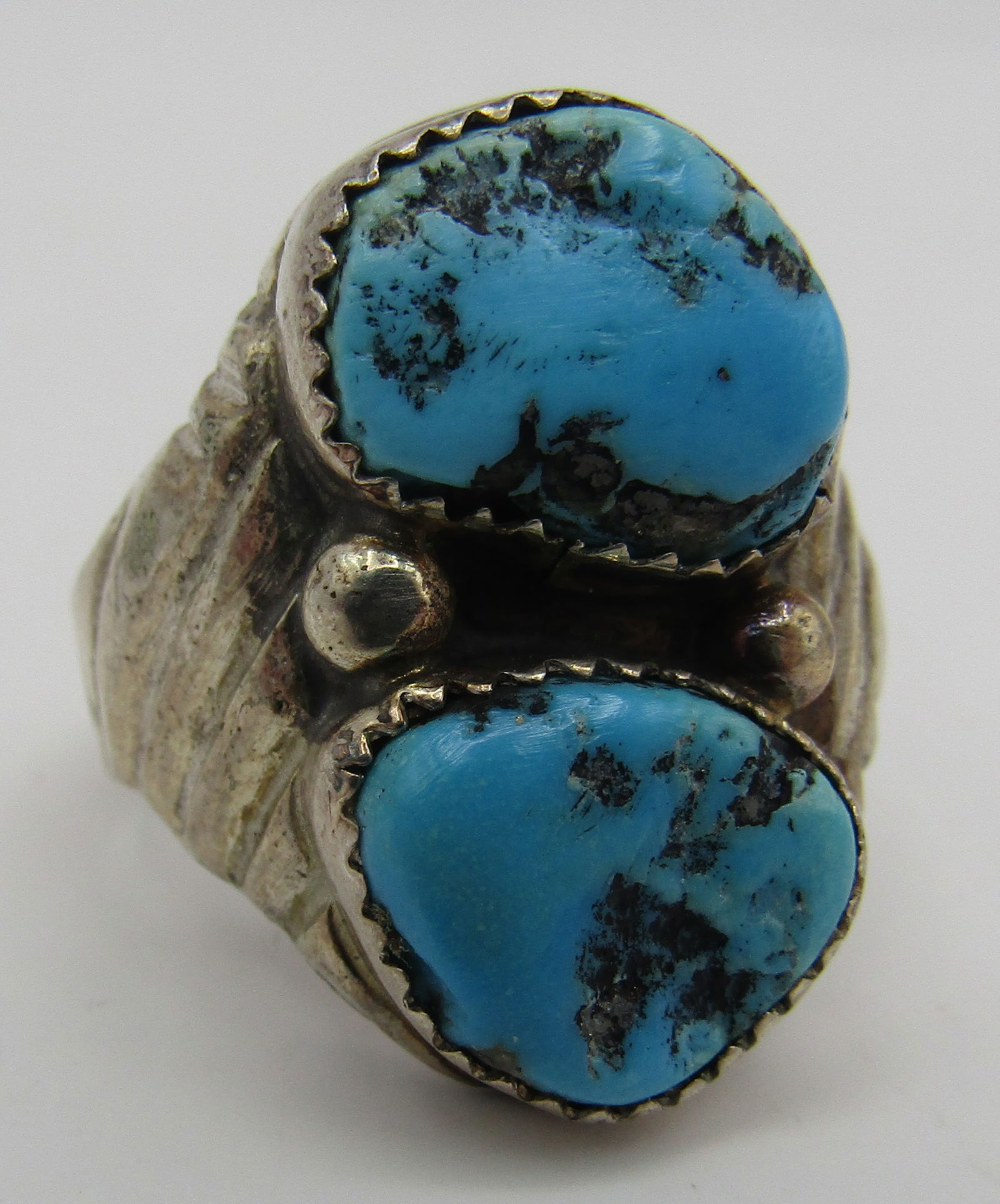 "R" TURQUOISE RING STERLING SILVER SIZE 11 (1 of 5)