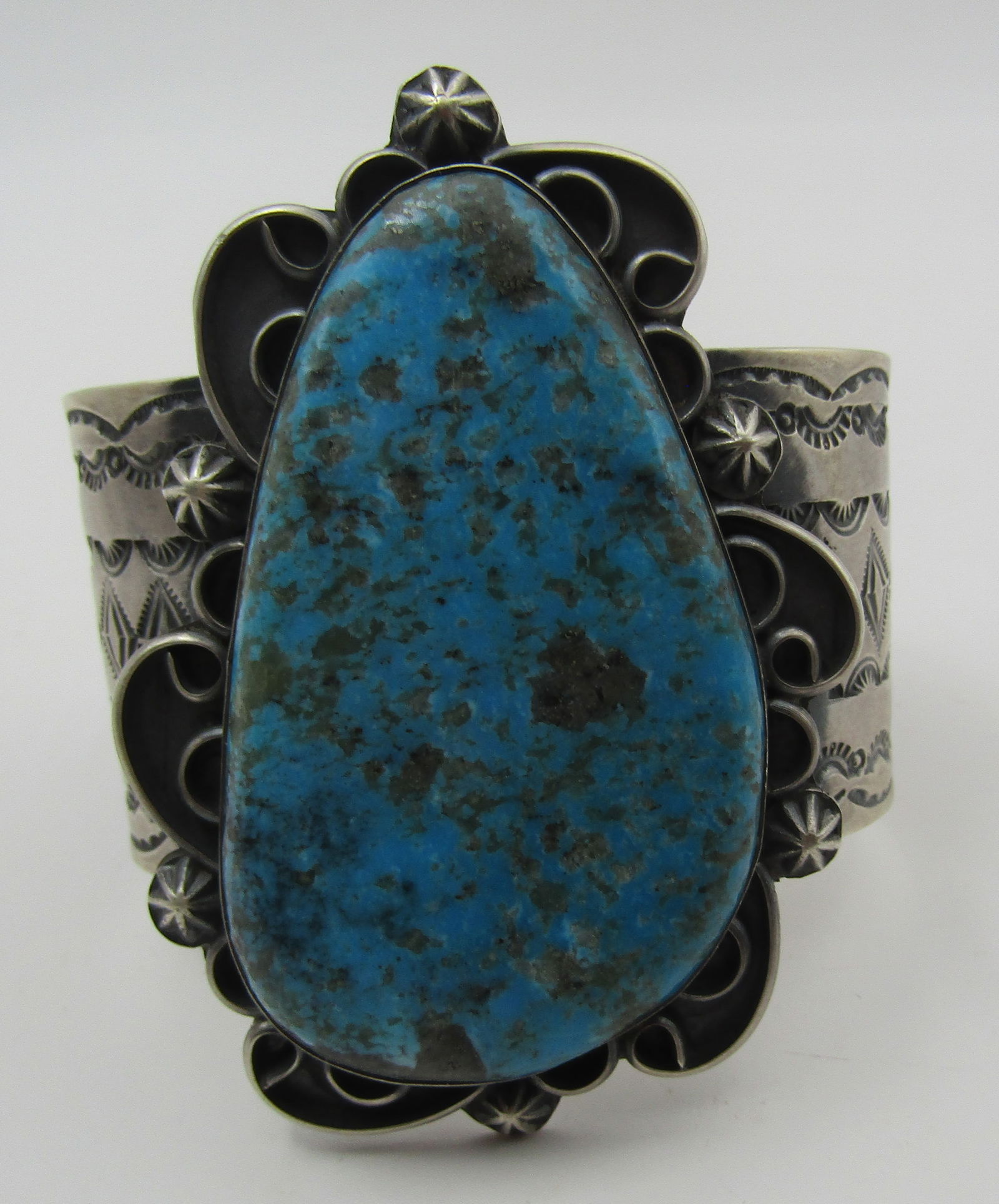 "JG" 161GR TURQUOISE CUFF BRACELET STERLING SILVER (1 of 7)