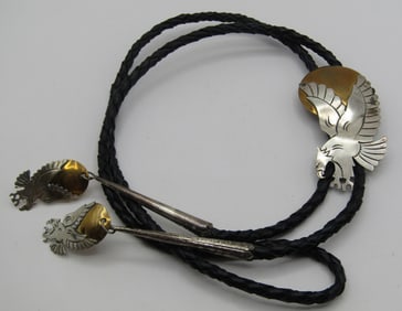 "DH" EAGLE BOLO TIE NECKLACE STERLING SILVER