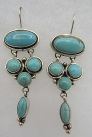 C WYLIE TURQUOISE EARRINGS STERLING SILVER