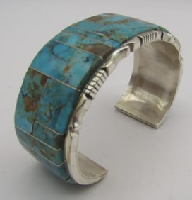 FRANCISCO INLAY TURQUOISE CUFF BRACELET STERLING