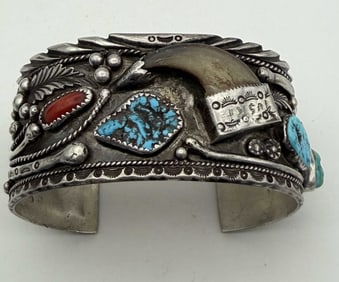 "TUSKI" STERLING BEAR CLAW TURQUOISE BRACELET