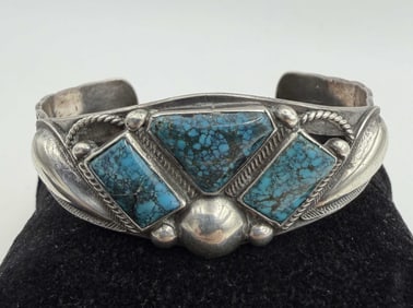FRED HARVEY STERLING TURQUOISE BRACELET