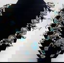 OLD 264g MORENCI TURQUOISE SQUASH BLOSSOM NECKLACE