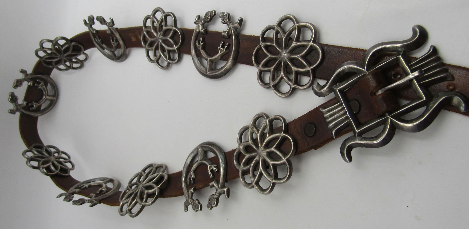 414GRAM KACHINA CONCHO BELT STERLING SILVER (1 of 4)