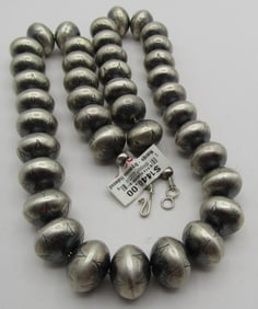 26" HALWOOD NAVAJO PEARL NECKLACE STERLING SILVER