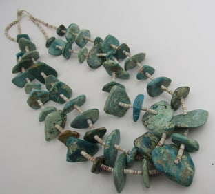 244 GRAM 26" TURQUOISE NUGGET HEISHI BEAD NECKLACE