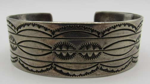 "G" FRED HARVEY ERA CUFF BRACELET STERLING SILVER