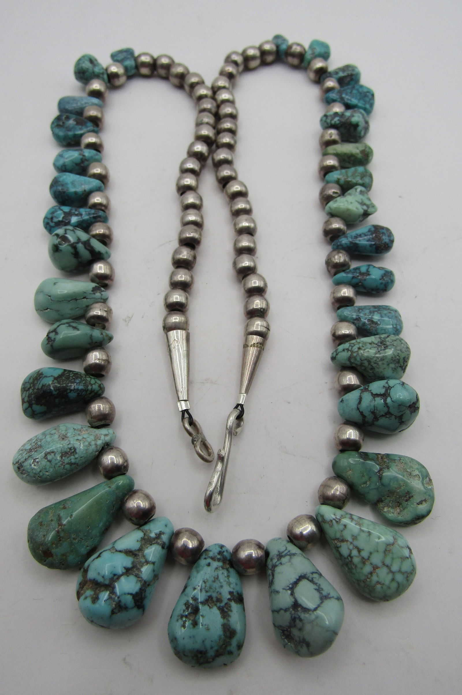 NATURAL SPIDERWEB TURQUOISE NECKLACE STERLING SILV (1 of 7)