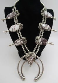 244GRAM TRONCOSA SQUASH BLOSSOM NECKLACE STERLING