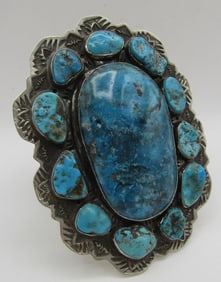 240 GRAM TURQUOISE CUFF BRACELET STERLING SILVER