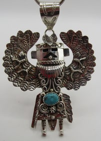 MARIANO TURQUOISE KACHINA NECKLACE STERLING SILVER