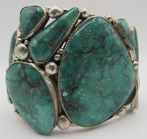 R" 181GRAM TURQUOISE CUFF BRACELET STERLING SILVER