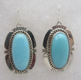 2" "ES" TURQUOISE EARRINGS STERLING SILVER